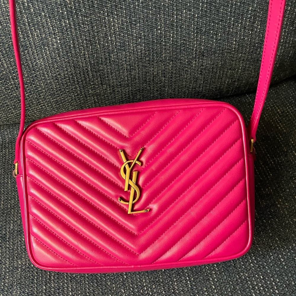 YSL Lou Camera Bag in Quilted Leather - Hot PINK